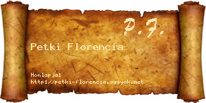 Petki Florencia névjegykártya